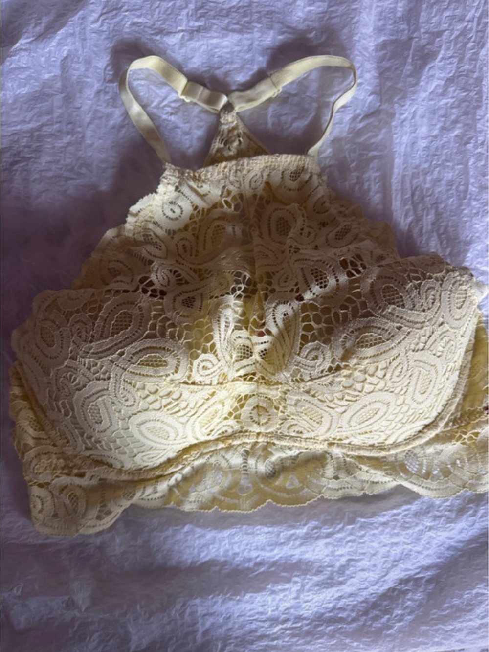Victoria's Secret Light Yellow Lace High-Neck Bralette
